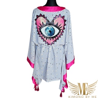 BALI MINI Kimono plażowe z różowym sercem
