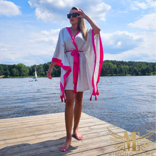 Kimono Plażowe z różowym sercem Bali mini