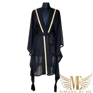 DUBAJ MINI Kimono plażowe ze złotym tygrysem