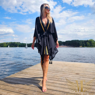 DUBAJ MINI Kimono plażowe ze złotym tygrysem