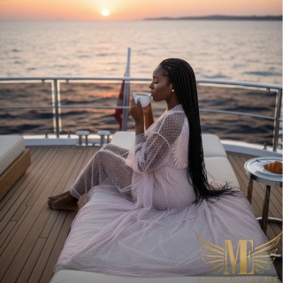 CAPRI MAXI Długi szlafroczek plażowy z różowymi skrzydłami