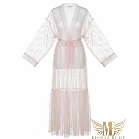 CAPRI MAXI Długi szlafroczek plażowy z różowymi skrzydłami