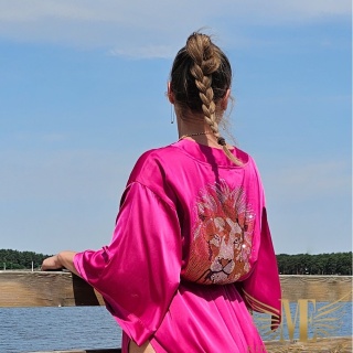 CRYSTAL MAXI Długie kimono plażowe z kryształkami róż| KIMONO BY ME