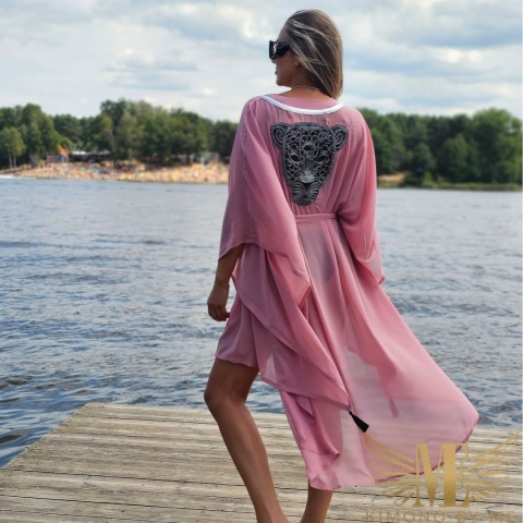 ZAYA ROSE MIDI asymetryczna narzutka plażowa