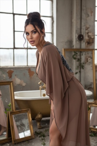 Kimono Plażowe ze Skrzydłami AbuZabi – Czekoladowy Brąz