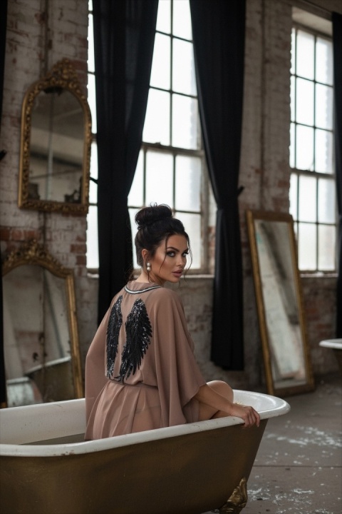 Kimono Plażowe ze Skrzydłami AbuZabi – Czekoladowy Brąz