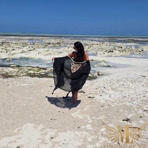 czarne kimono mini nietoperz