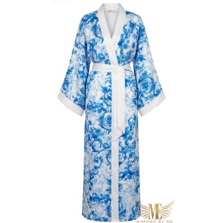 Kimono plażowe damskie ALANYA MAXI – niebieskie ornamenty | Matchy Matchy
