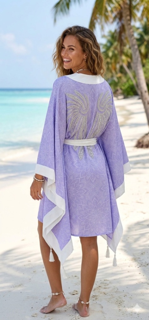 Nicea Kimono plażowe mini z białymi skrzydłami Nicea