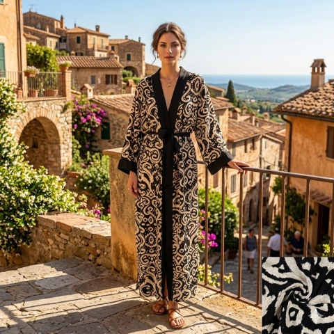PORTOFINO MAXI Klasyczne długie kimono