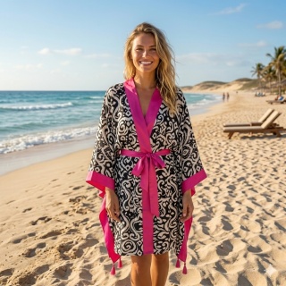 PORTOFINO MINI Kimono plażowe z różowymi skrzydłami