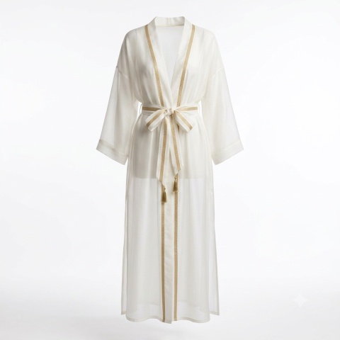 IBIZA MAXI długie kimono plażowe ze skrzydłami | białe | KIMONO BY ME