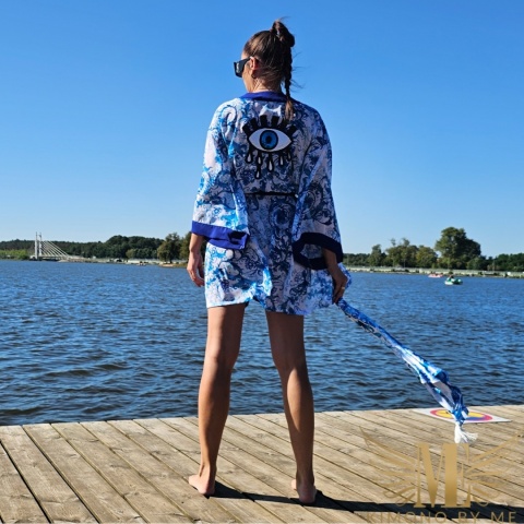 Niebieskie krótkie kimono