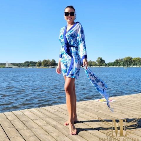 Niebieskie kimono mini