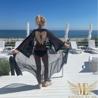 WENECJA MAXI Długi szlafroczek plażowy ze złotymi skrzydłami