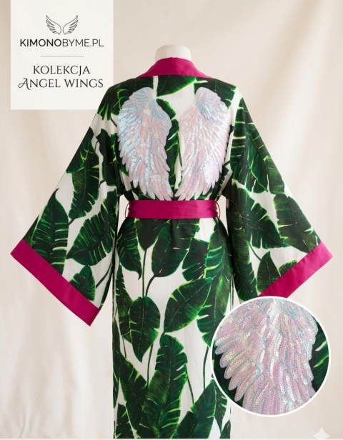 VALLARTA MAXI - Klasyczne długie kimono w liście bananowca